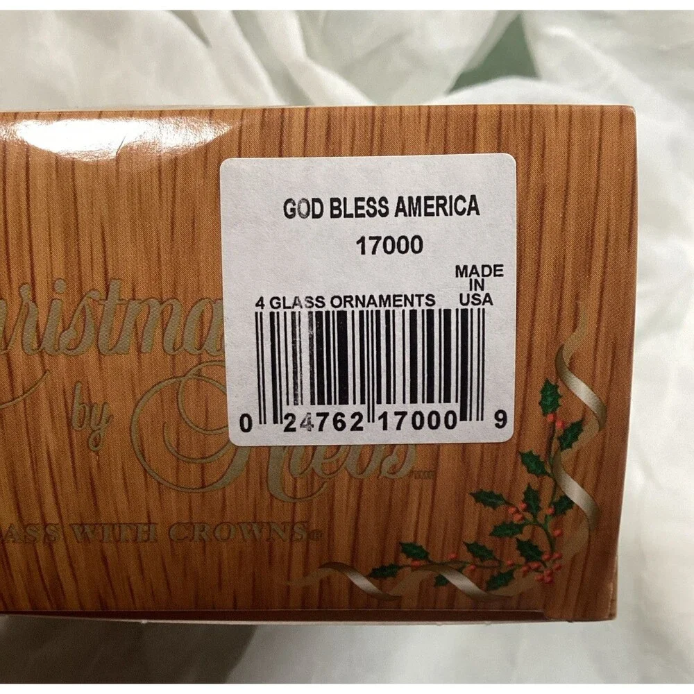 Krebs Glass Patriotic Christmas Ornament God Bless America 3